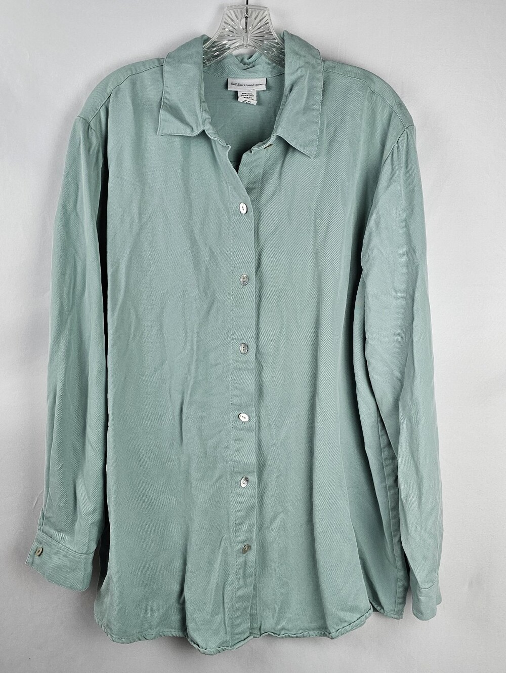 Soft Surroundings Sage Green Button Down Shirt Women's Xl Minimalist Preppy